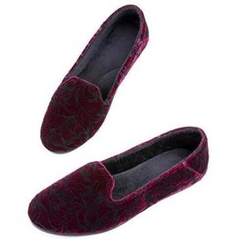 Red Silk‑Touch Women’s Velvet Slippers – 9 UK