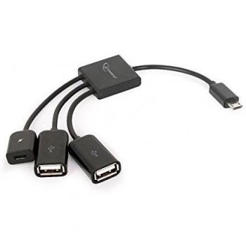 USB OTG Hub with 2 USB Female and 1 Micro USB Socket