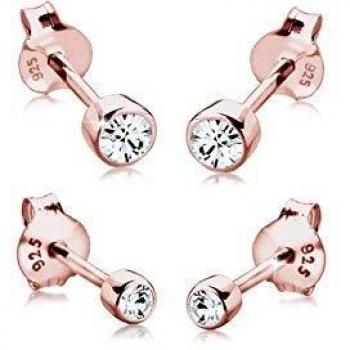 Lot de 2 Boucles d'Oreilles Argent 925 avec Cristaux