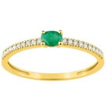 Bague élégante pour femmes – émeraude + zircone en or 9ct