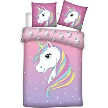 Draps Licorne 100% coton avec housse de couette et taie d'oreiller