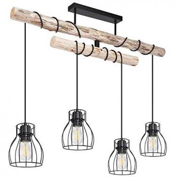 Lampada a sospensione in legno 4 luci E27