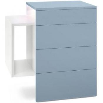 Table de chevet design Queens en blanc et denim