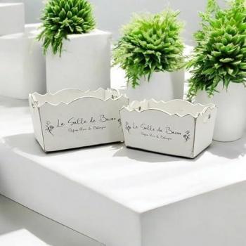 2-Piece White Washed Wooden Box Set