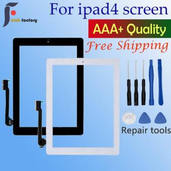 Repuesto de panel táctil para iPad 4, Digitalizador de cristal frontal, botón de inicio, A1458, A1459, A1460, con herramientas, 1 Uds