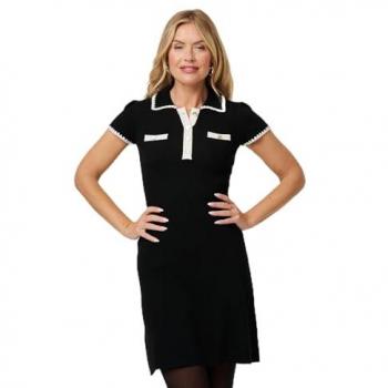 Buttoned Front Knit Dress, Izabel London, Black, Size 10