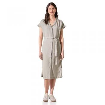 CECIL V‑Ausschnitt Sommerkleid – Beige Pumice, 55 % Leinen, 45 % Viskose – Größe XL