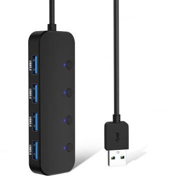 Hub USB 3.0 4 Puertos con Luz Indicadora y Control Independiente