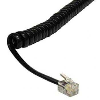 3m Black Coiled Telephone Handset Cord (RJ-10)