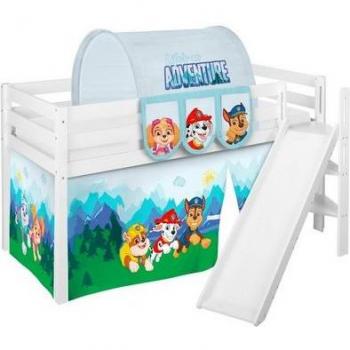 JELLE Kinderbett mit Rutsche und PAW PATROL Vorhang 200x90