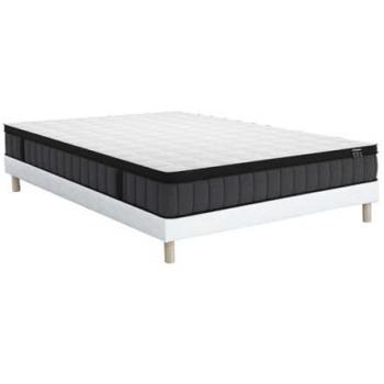 Conjunto de somier tapizado y colchón de muelles ensacados 140 x 190 cm con 7 zonas y espuma viscoelástica refrescante