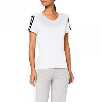 Adidas Damen Sport T-Shirt Run It 3-Streifen, Weiß/Schwarz, 2XS