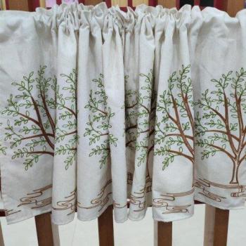 Cortinas Cortas de Tela con Bordado para Parasol Café