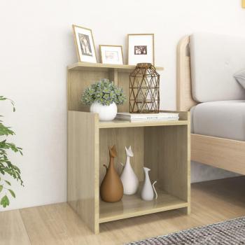 Ensemble de 2 meubles de chevet, armoires de rangement à 3 niveaux, style nordique, finition en chêne Sonoma, aggloméré
