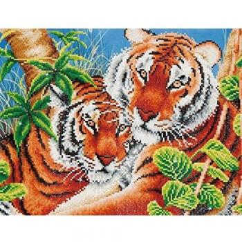 Funkelnde Tiger-Paar-Diamanten 52 x 39 cm