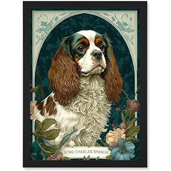 Nouveau Spaniel with Flower Blooms Canvas