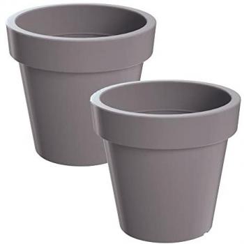 Paquete de 2 macetas Lofly de plástico gris 15,8 x 15,8 x 14,4 cm