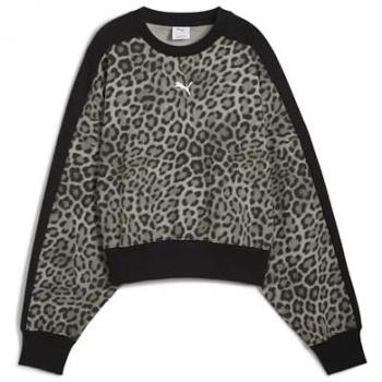 PUMA T7 Leo Luxe Oversized Damen – Rundhals, Langarm, Baumwoll‑Polyester‑Mix