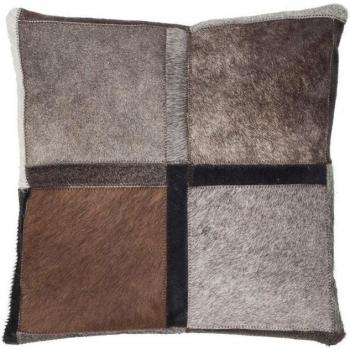 Coussin Design Cuir 45x45cm Gris
