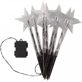 Set of 8 Battery Operated LED Multi Coloured Star Path Lights with Timer