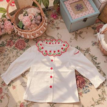 Camisa de Niña con Diseño Retro y Manga Larga