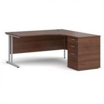 Dams Maestro 25 Right Hand Ergonomic Desk 1600mm Silver Cantilever Frame