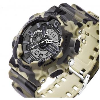 Orologio Cronografo Sanda Uomo Camouflage Beige Resistente all'Acqua