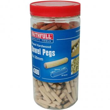 Faithfull 30 x 6mm Fluted Wood Dowels (Tub of 300)