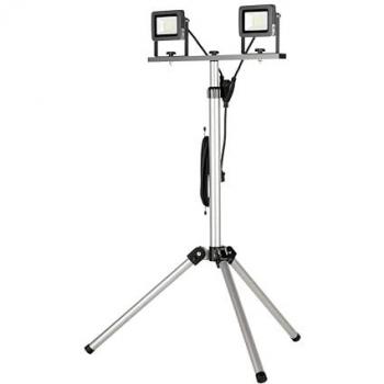 Lampada da officina LED 2×15W, treppiede bianco e nero