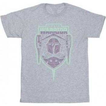 Star Wars Jongens Mandalorian Fierce Warrior Patch T-shirt 12-13 zwart