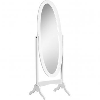 HOMCOM Specchio da Terra Ovale a Figura Intera con Inclinazione Regolabile, 47.5x45.5x154.5cm, Bianco Aosom