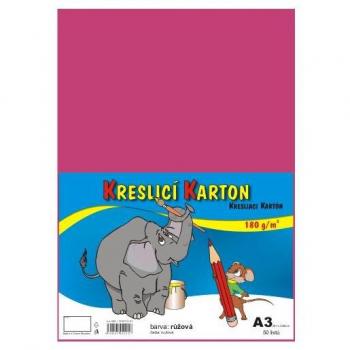 Karton pro kreslení A3, 50 listů, 180g, růžový