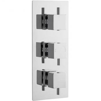Balterley Chrome Triple Thermostat Shower Valve, 2‑Port Square