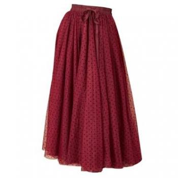 Yumi Burgundy Mesh Heart Print Tulle Skirt