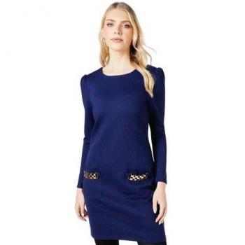 UK 14 Principles Navy Pocket Shift Dress (Women's)