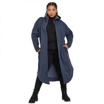 Women's Button‑Through Hoodie Maxi (Blue)