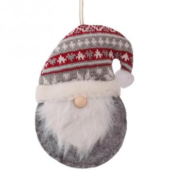 Figurita Colgante Cabeza de Noel Gris 15 cm