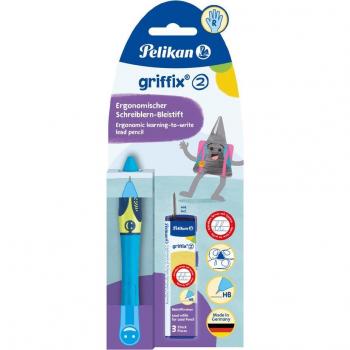 Crayon Griffix Ergonomique Gaucher Pelikan Neon Fresh Blue