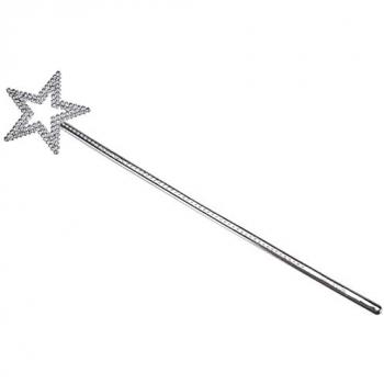 Fée argent avec baguette magique strass étoilé 35 cm Boland 44071