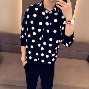 Camisa de Verano con Lunares para Hombre YASUGUOJI