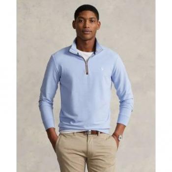 Sudadera polo Ralph Lauren de tejido térmico azul suave, estilo casual, talla grande