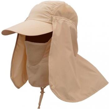 Men's and Women's Sun Hat with 360° UV Protection and Removable Face Mask