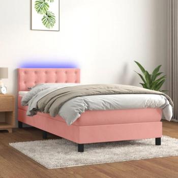 Élégance Rose – Sommier 90x200 cm, Matelas intégré, éclairage LED