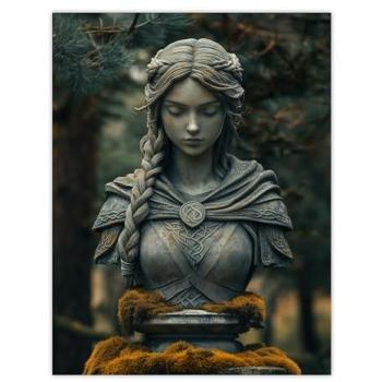Arctic Shield Guardian Bust – 18W by 24H Green Wall Art