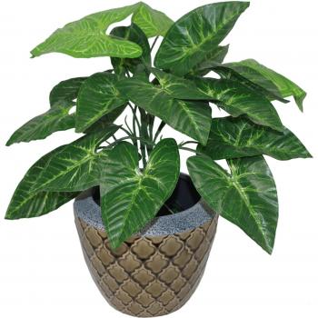Green Dark Taro Plastic Plant (45cm)