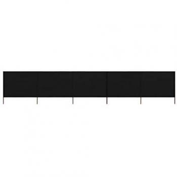 Black 5-Panel Wind Blocker Fabric 600x160 cm by vidaXL