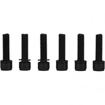 Tornillería M5 x 18 mm acero inoxidable con arandelas, 6 piezas, para bicicletas (negro y púrpura)