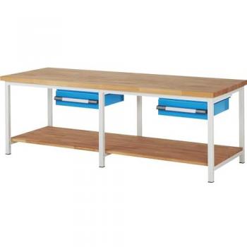 EUROKRAFT Pro 8 Frame Workbench with 2-Drawer Storage and 2 Shelves, 150 mm Wide