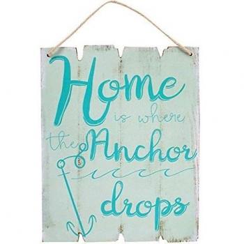 Wooden Anchor Home Beach Sign