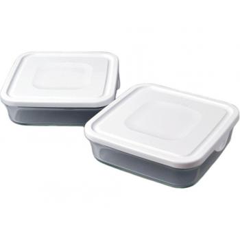 Série Iwaki Boîtes Thermo‑Résistantes – 2x 1,2 L Blanches